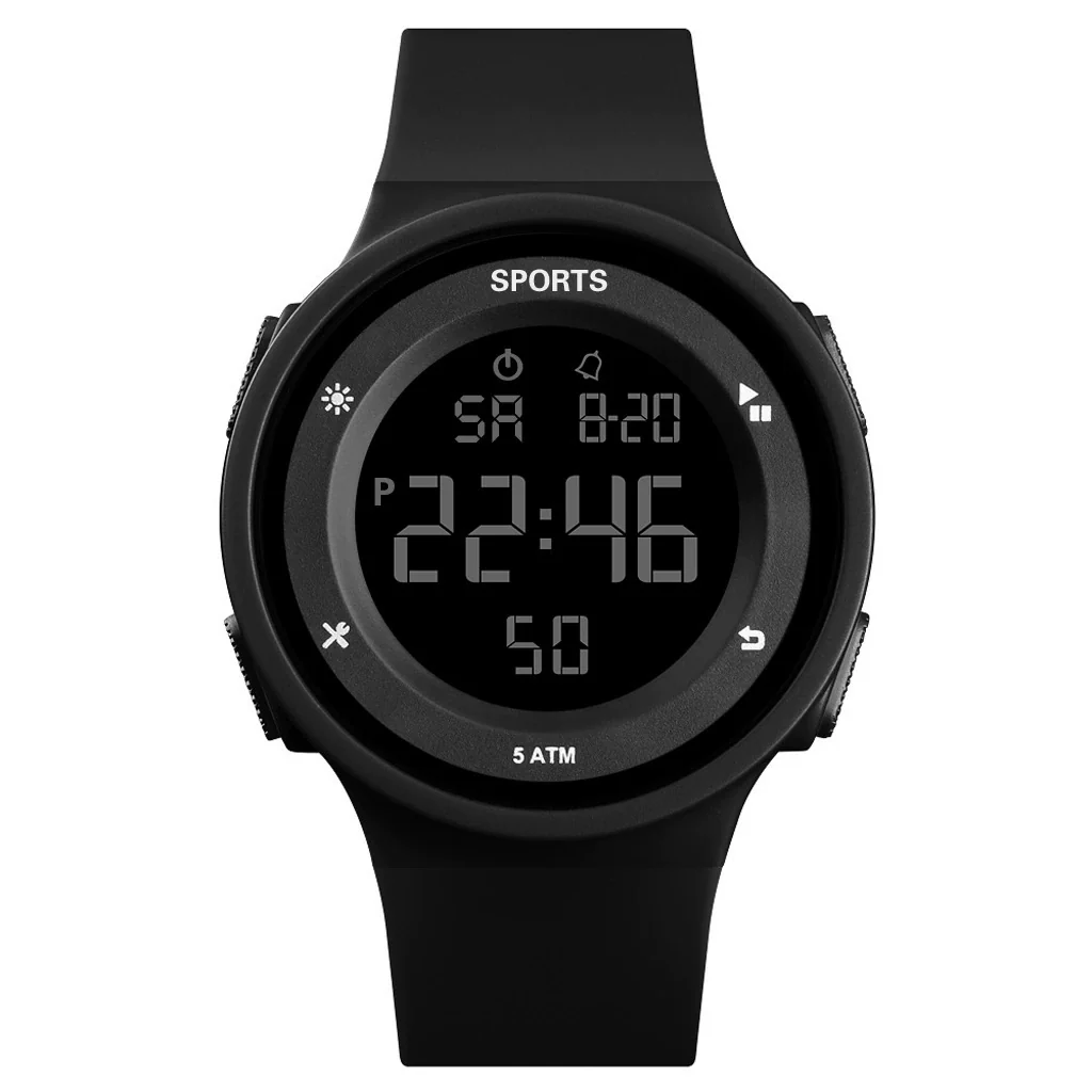 Versatile Luminous Sports Electronic Watch Alloy Case Silicone Strap Round Dial For Lovers - Image 3