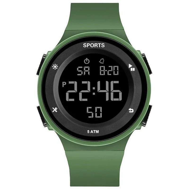 Versatile Luminous Sports Electronic Watch Alloy Case Silicone Strap Round Dial For Lovers - Image 5