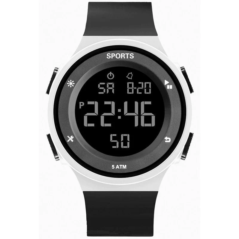Versatile Luminous Sports Electronic Watch Alloy Case Silicone Strap Round Dial For Lovers - Image 6