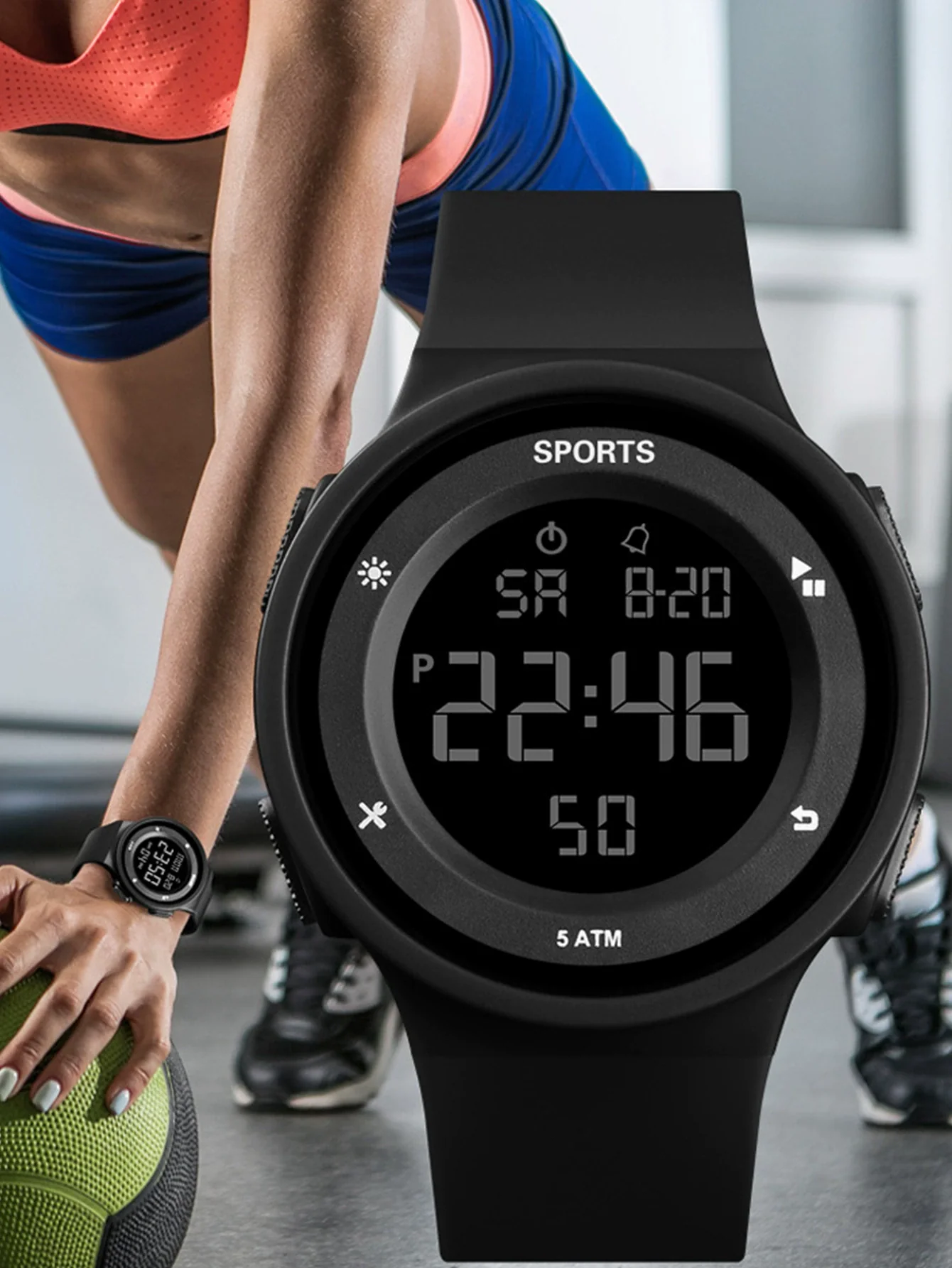 Versatile Luminous Sports Electronic Watch Alloy Case Silicone Strap Round Dial For Lovers - Image 9