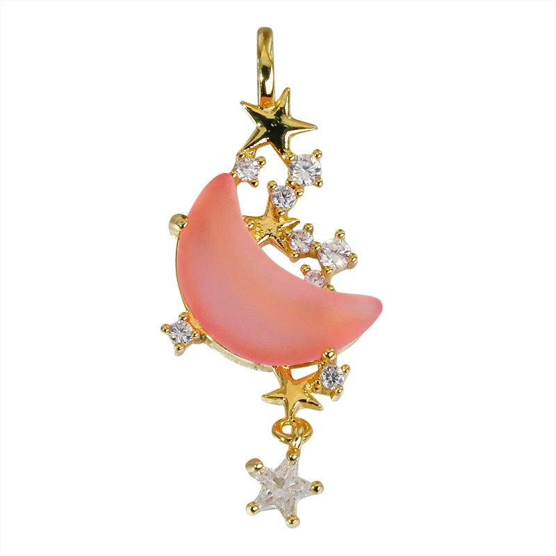 Versatile Star And Moon Copper Jewelry Pendant With Constellation Heart Shape Geometric Micropaved For Female - Image 5