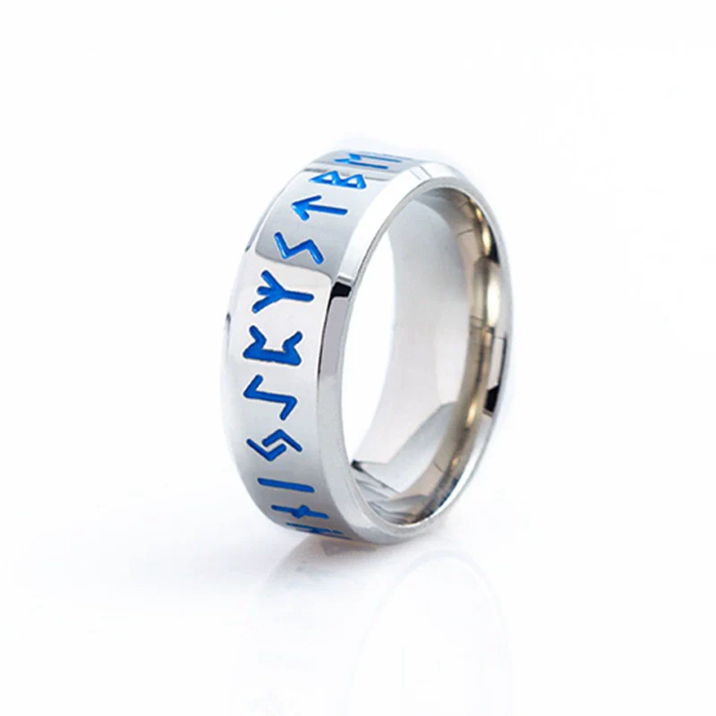 Viking Ring Titanium Steel Jewelry With Letters Numbers Text Electroplated - Image 6