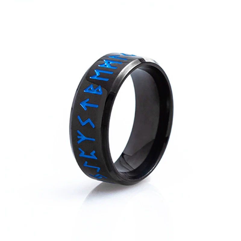 Viking Ring Titanium Steel Jewelry With Letters Numbers Text Electroplated - Image 7