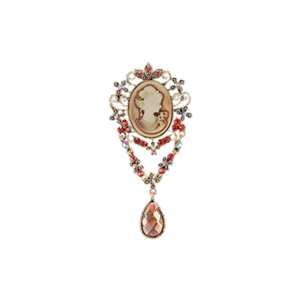 Vintage Fashion Ol Style Alloy Head Brooch Pin With Cartoon Characters Electroplated For Women - Image 24