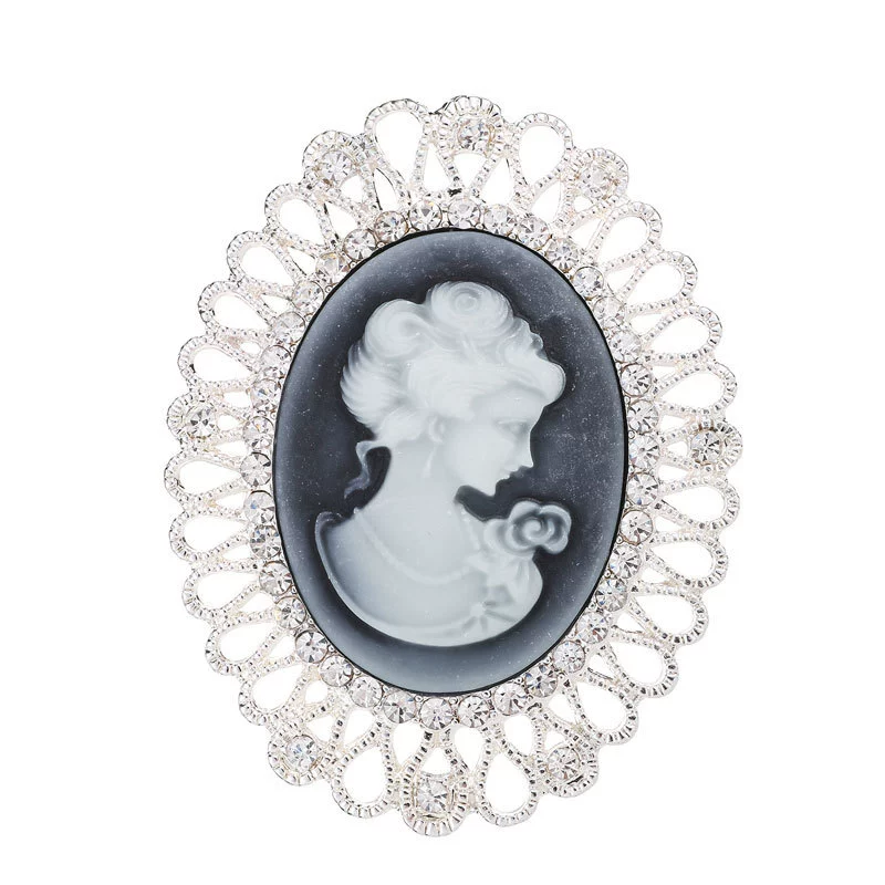 Vintage Fashion Ol Style Alloy Head Brooch Pin With Cartoon Characters Electroplated For Women - Image 5