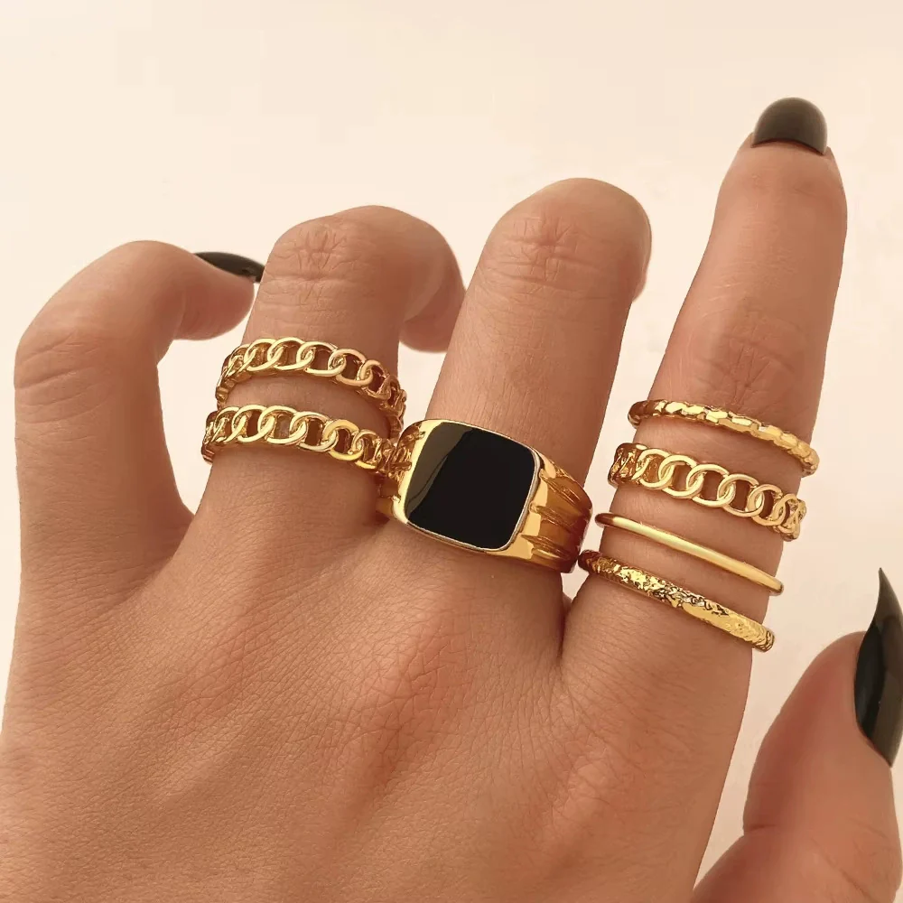 Vintage Geometric Round Turquoise Metal Ring Inlaid With Artificial Gemstones And Semiprecious Stones Gold Plated - Image 9