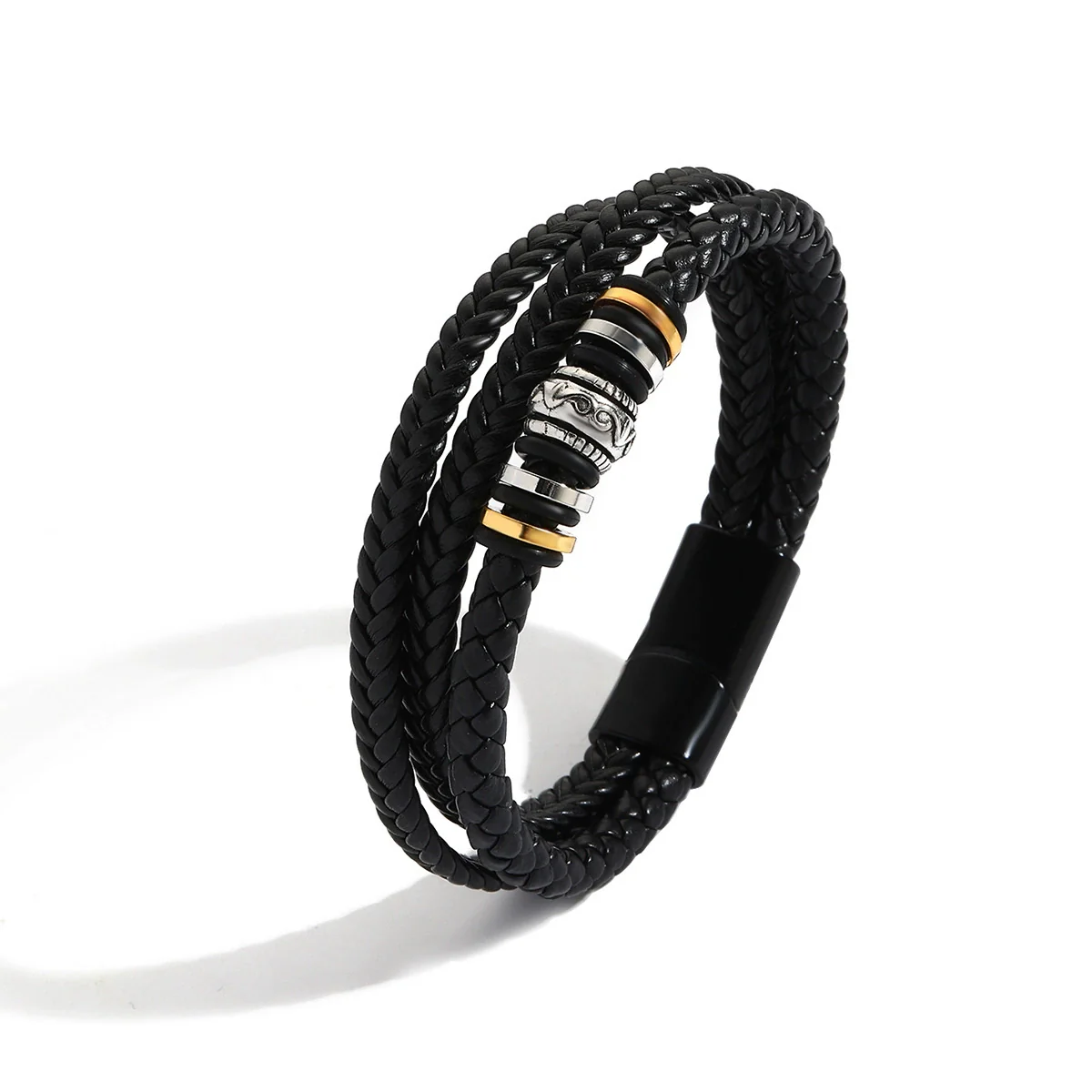 Vintage Leather Bracelet Geometric Style Electroplating Unisex - Image 5