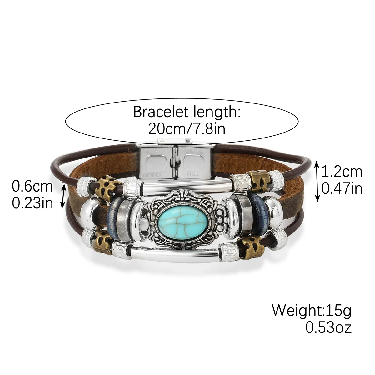 Vintage Leather Bracelet Geometric Style Electroplating Unisex - Image 6
