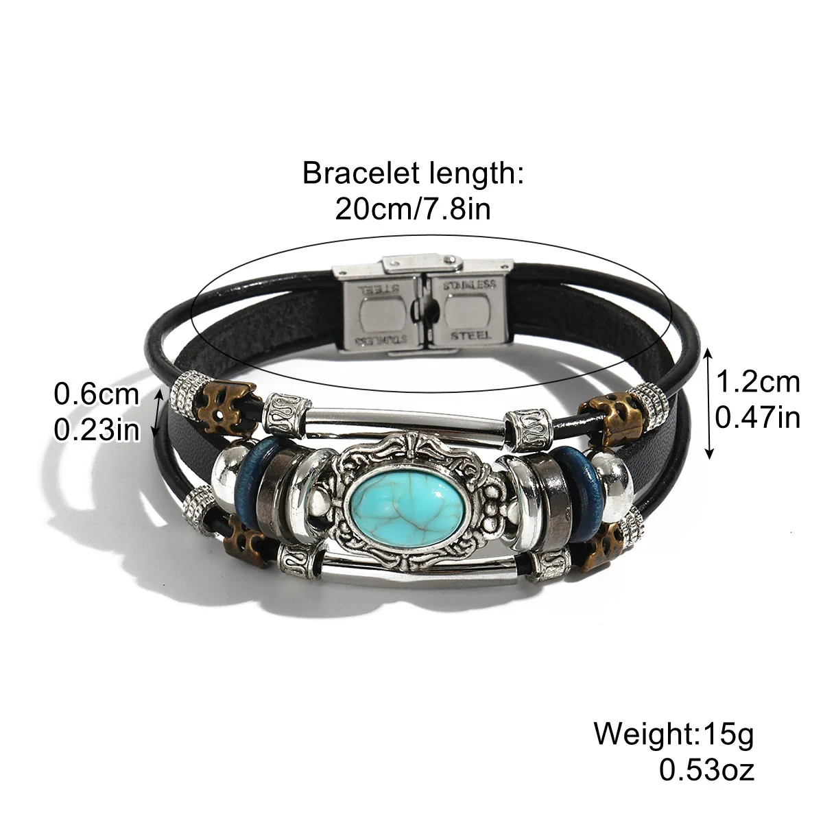 Vintage Leather Bracelet Geometric Style Electroplating Unisex - Image 7