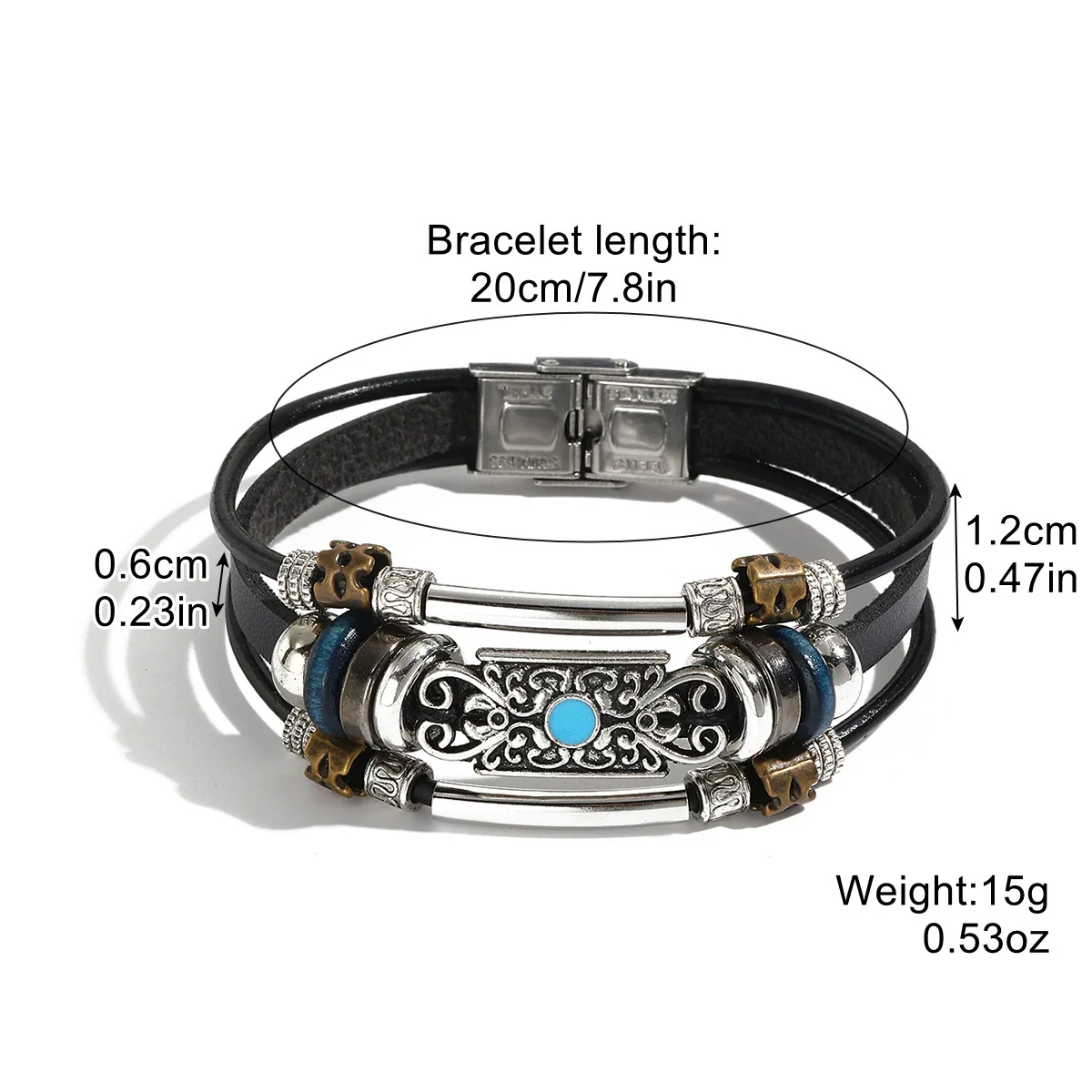 Vintage Leather Bracelet Geometric Style Electroplating Unisex - Image 9