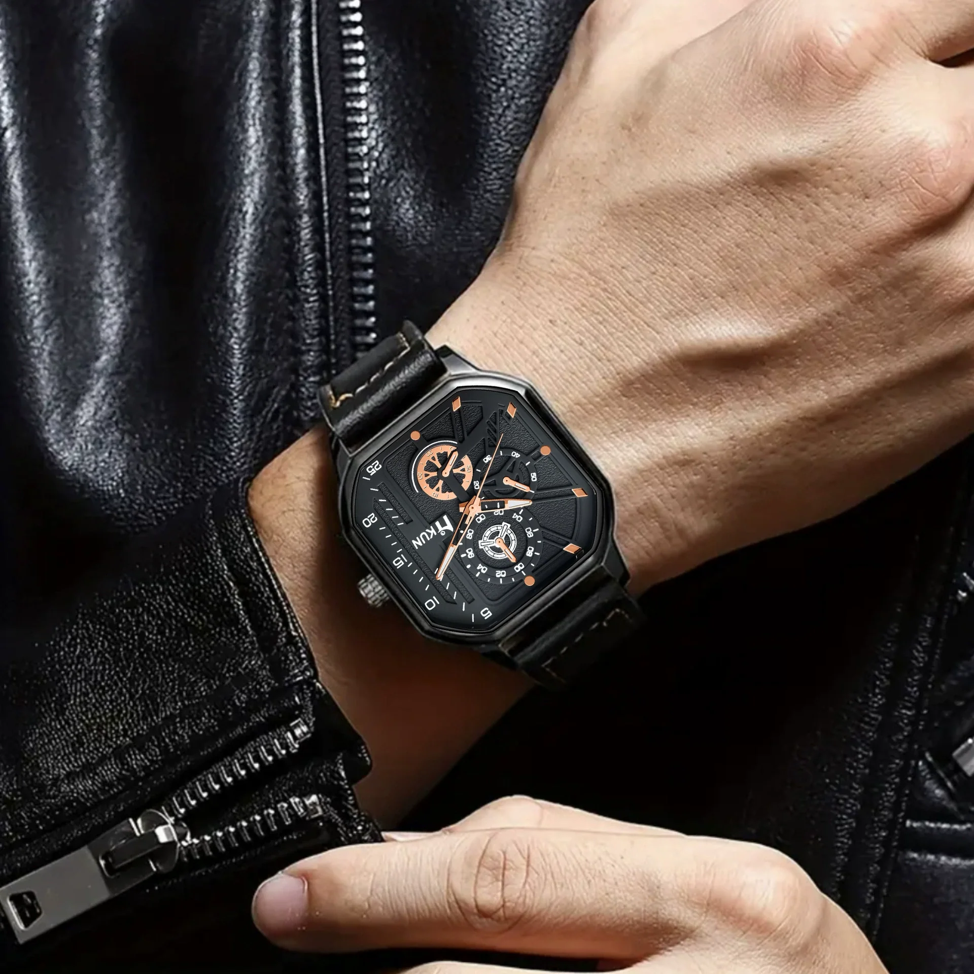 Wallet Casual Style Alloy Case Imitation Leather Strap Square Dial - Image 3