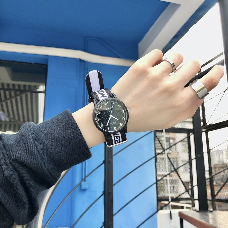 Watch Alloy Case Stainless Steel Clasp Textile Strap Round Dial Leisure Style - Image 3