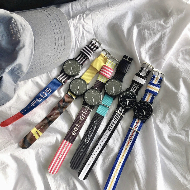 Watch Alloy Case Stainless Steel Clasp Textile Strap Round Dial Leisure Style - Image 5