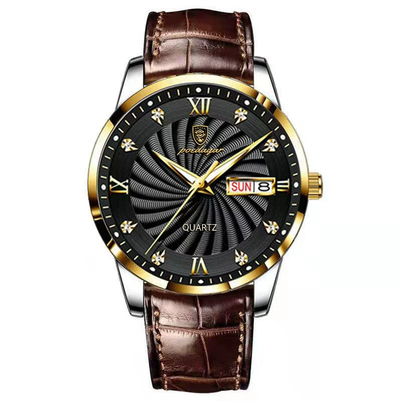 Watch Alloy Genuine Leather Mineral Strengthened Glass Mirror Business Style Round Dial Male - Image 8