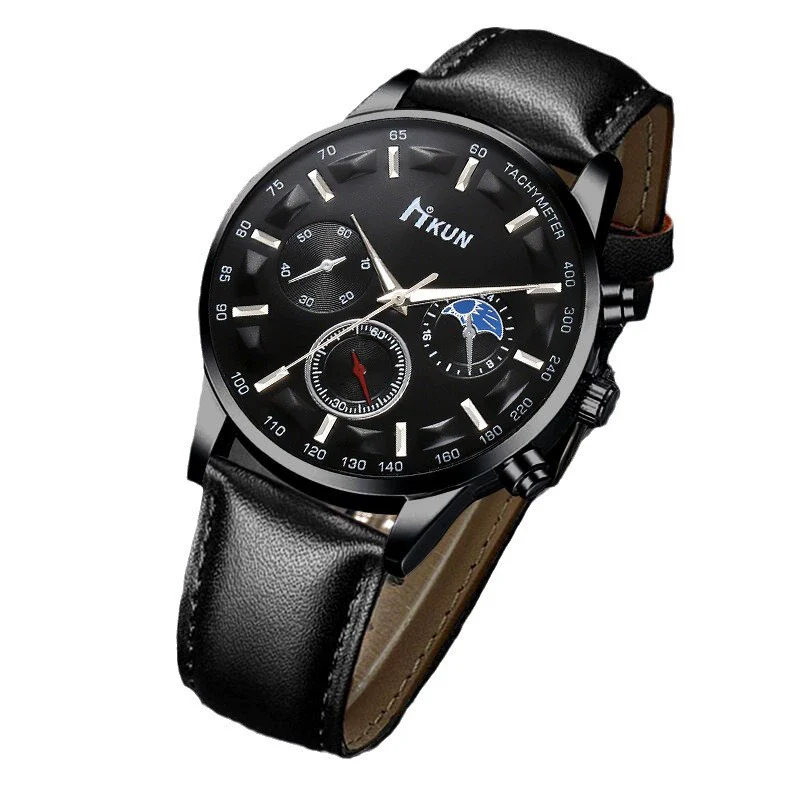 Watch Alloy Imitation Leather Round Fashion Men's - Image 5