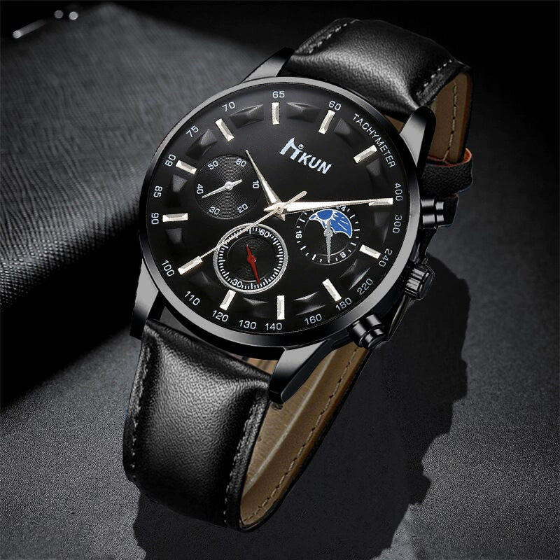 Watch Alloy Imitation Leather Round Fashion Men's - Image 7