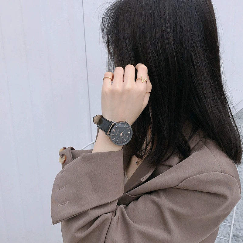 Watch Alloy Imitation Leather Stainless Steel Round Casual Women's - Image 3