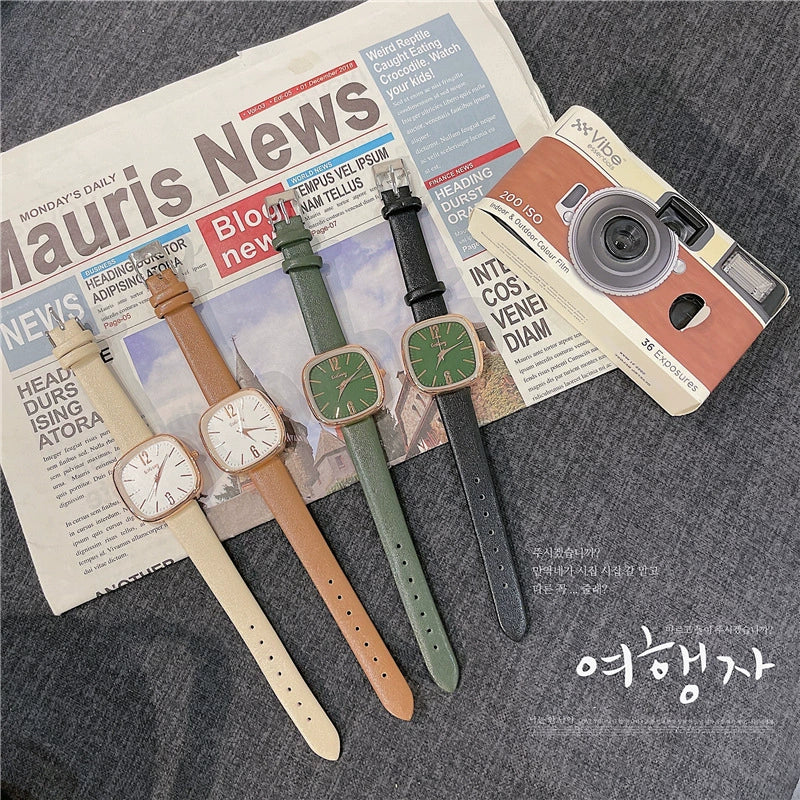 Watch Alloy Ordinary Glass Mirror Leisure Simple Elegant Retro Square For Women