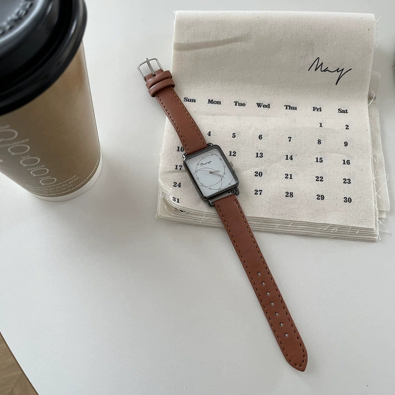 Watch Alloy Ordinary Glass Mirror Square Retro Leisure Style - Image 9