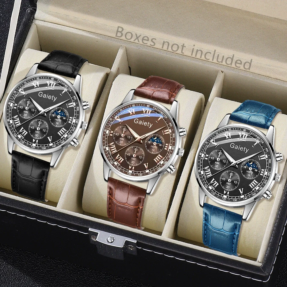 Watch Alloy Pu Stainless Steel Casual Round Men's Quartz - Image 2