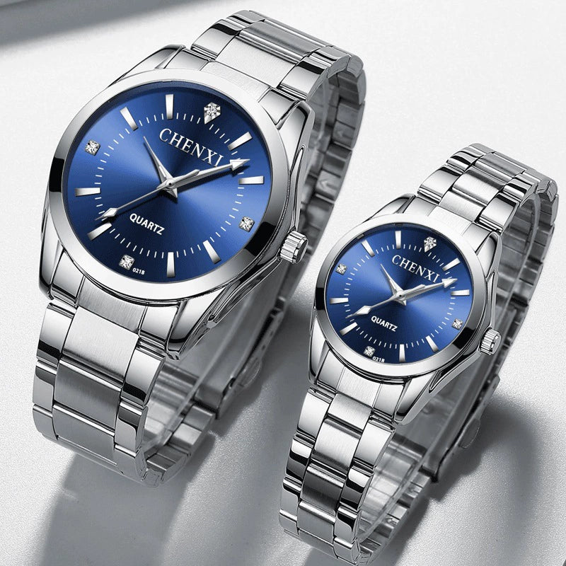 Watch Alloy Stainless Steel Round Quartz Waterproof Fashion For Women And Couple - Image 2