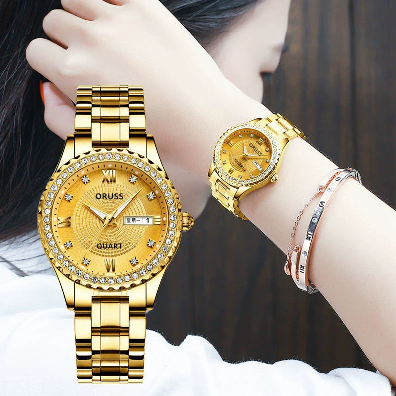 Watch Alloy Strap Alloy Case Mineral Strengthened Glass Mirror Round Dial Business Style Waterproof
