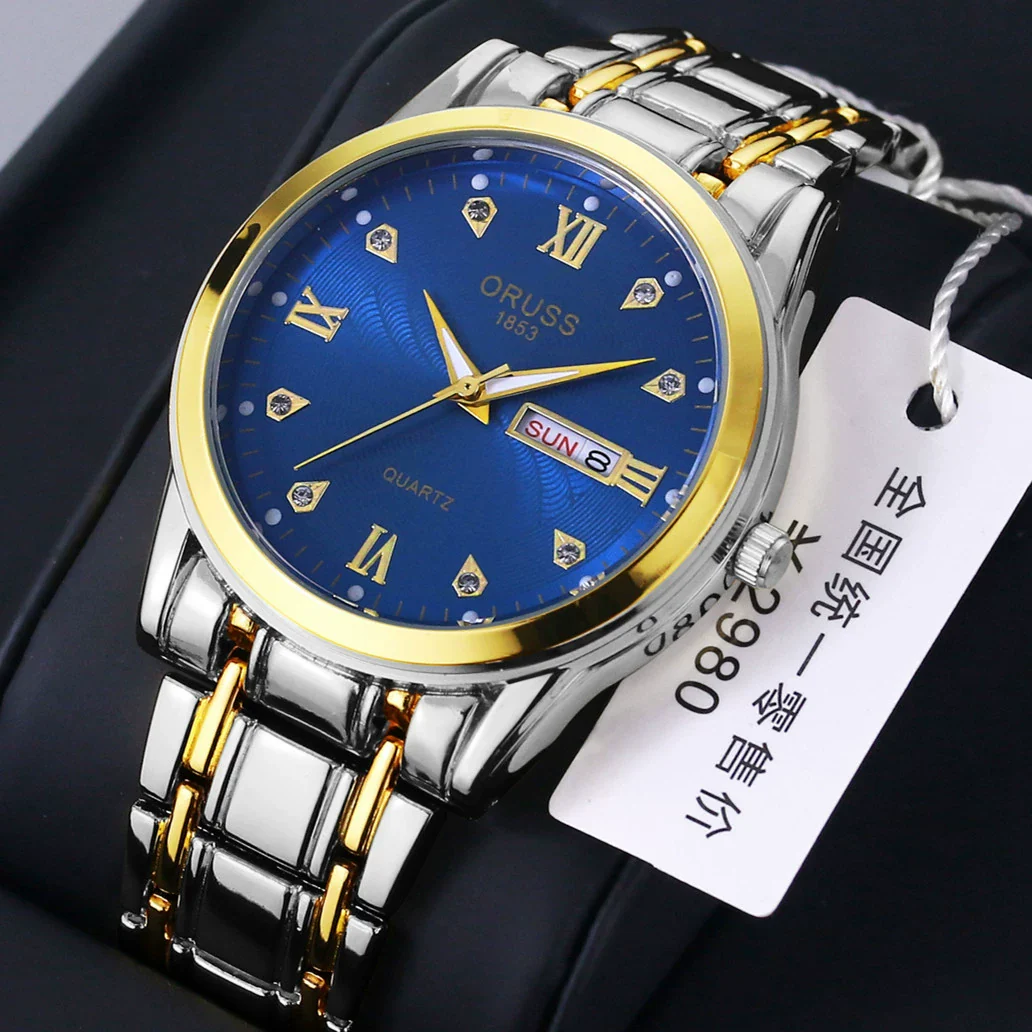 Watch Alloy Strap Alloy Case Mineral Strengthened Glass Mirror Round Dial Business Style Waterproof - Image 15