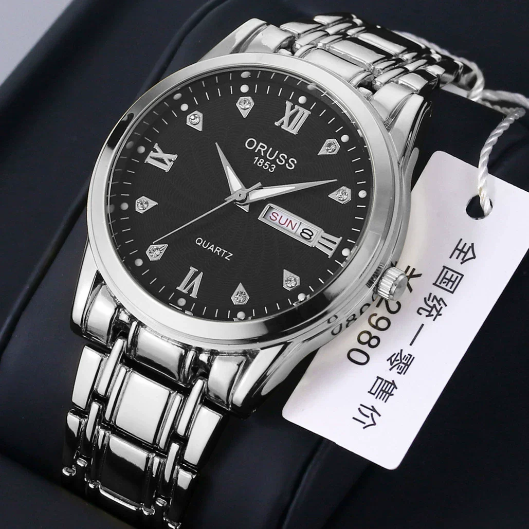 Watch Alloy Strap Alloy Case Mineral Strengthened Glass Mirror Round Dial Business Style Waterproof - Image 16