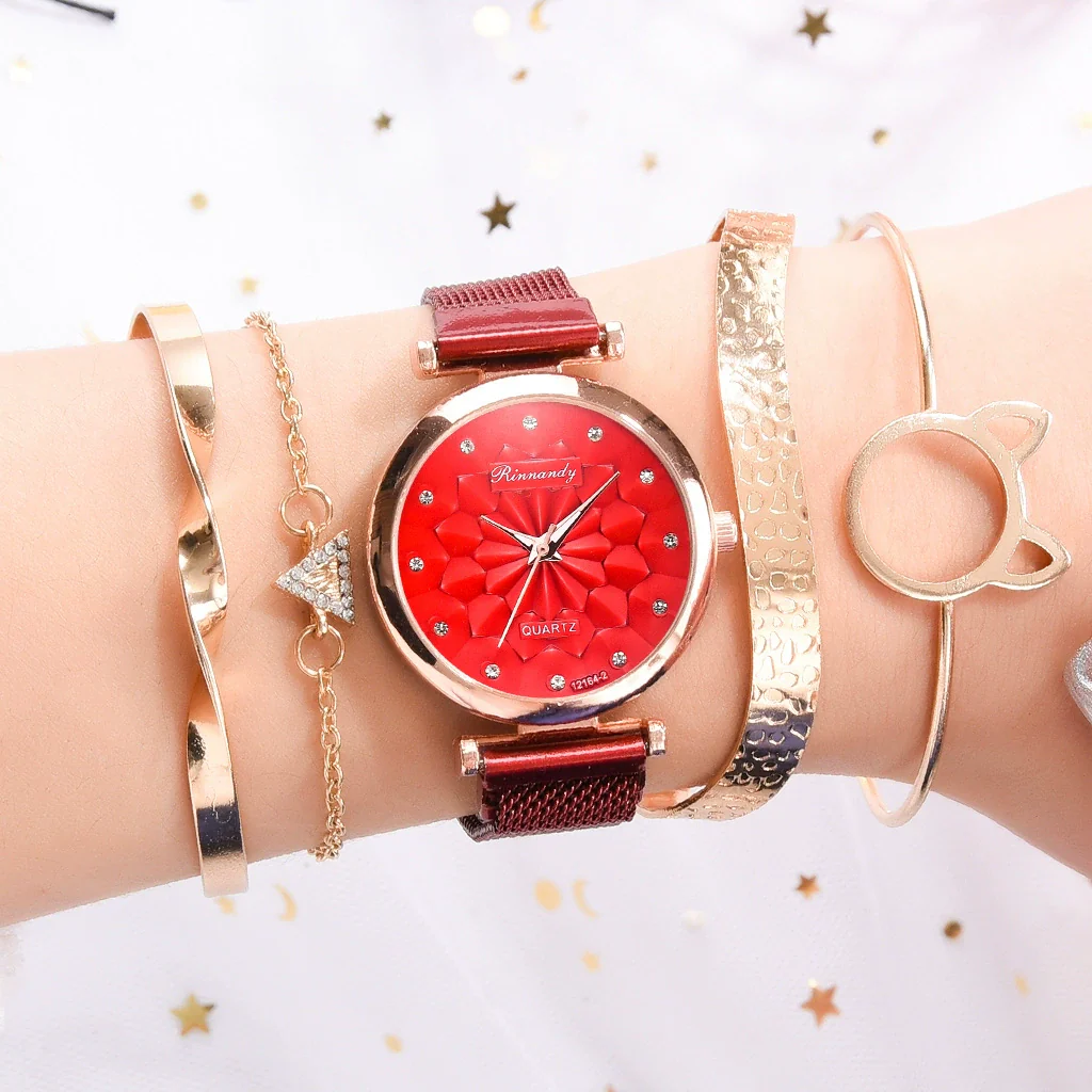 Watch Bracelet Fashion Cat Ear Flower Magnet Buckle Milan Mesh Stainless Steel Alloy Band For Female - Image 3