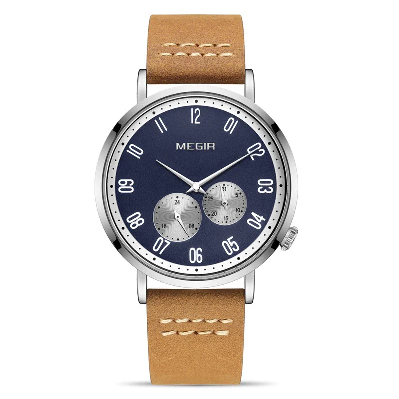 Watch Men's Simple Waterproof Luminous Leather Business Sports Alloy Mineral Strengthened Mirror Round - Image 10