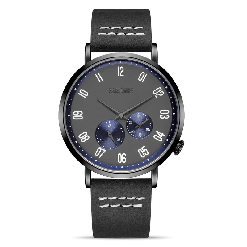 Watch Men's Simple Waterproof Luminous Leather Business Sports Alloy Mineral Strengthened Mirror Round - Image 7