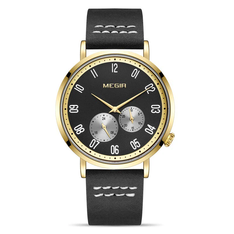 Watch Men's Simple Waterproof Luminous Leather Business Sports Alloy Mineral Strengthened Mirror Round - Image 8