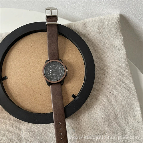 Watch Metal Plastic Mirror Imitation Leather Round Dial Retro Casual Style Women's - Image 4