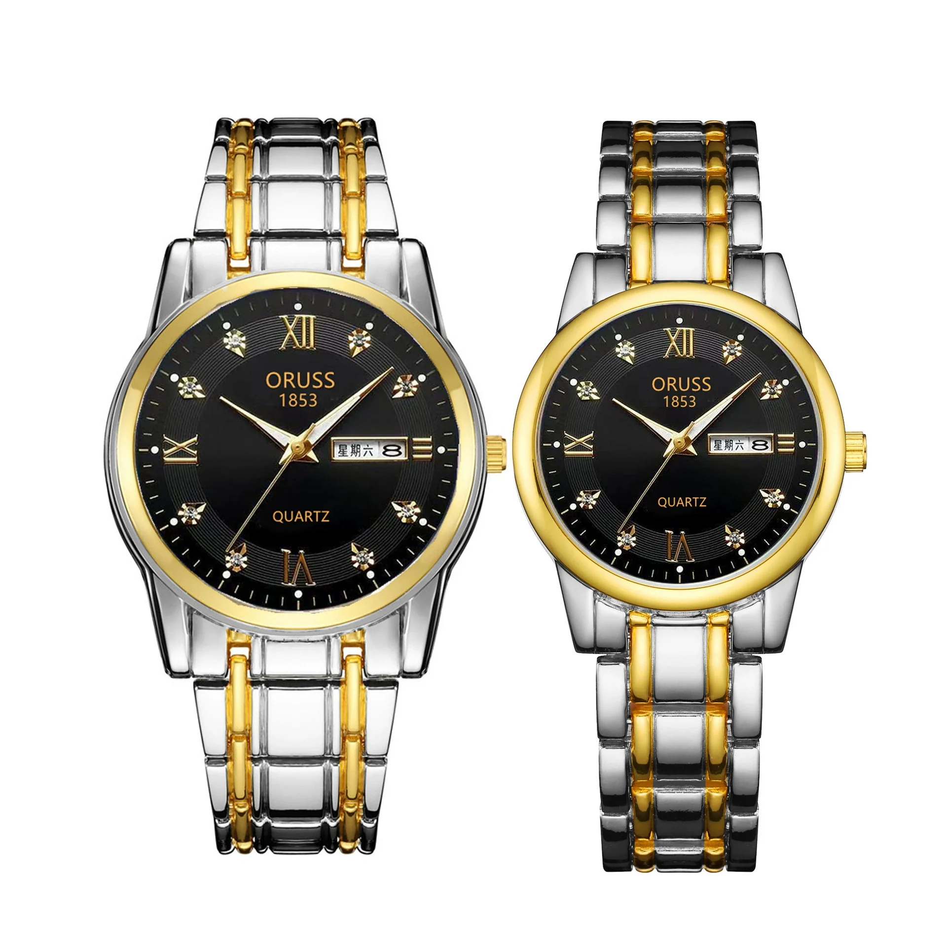 Watch Metal Round Case Fine Steel Strap Stainless Steel Buckle Simple Style Waterproof Luminous Calendar Quartz Couple's - Image 10