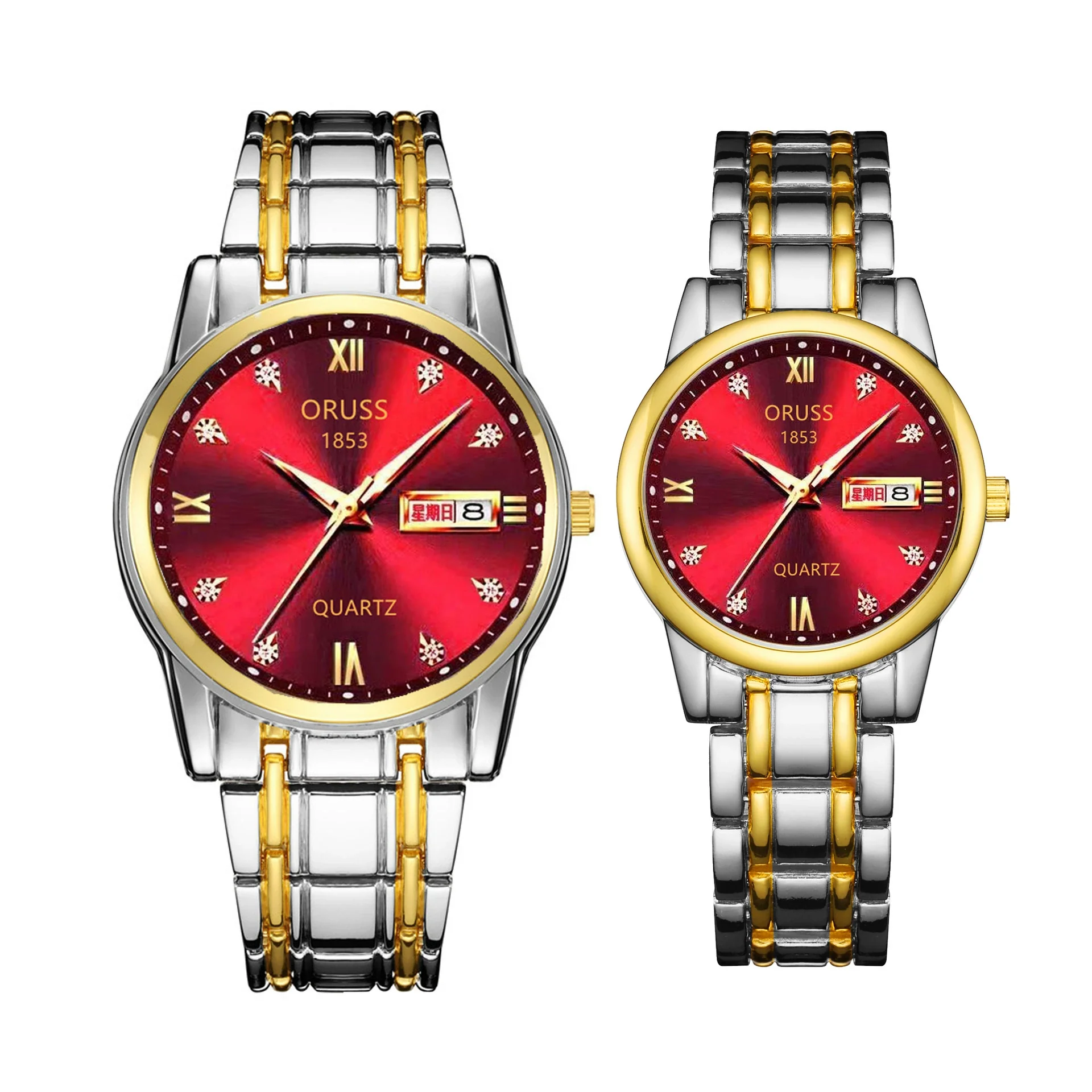 Watch Metal Round Case Fine Steel Strap Stainless Steel Buckle Simple Style Waterproof Luminous Calendar Quartz Couple's - Image 11