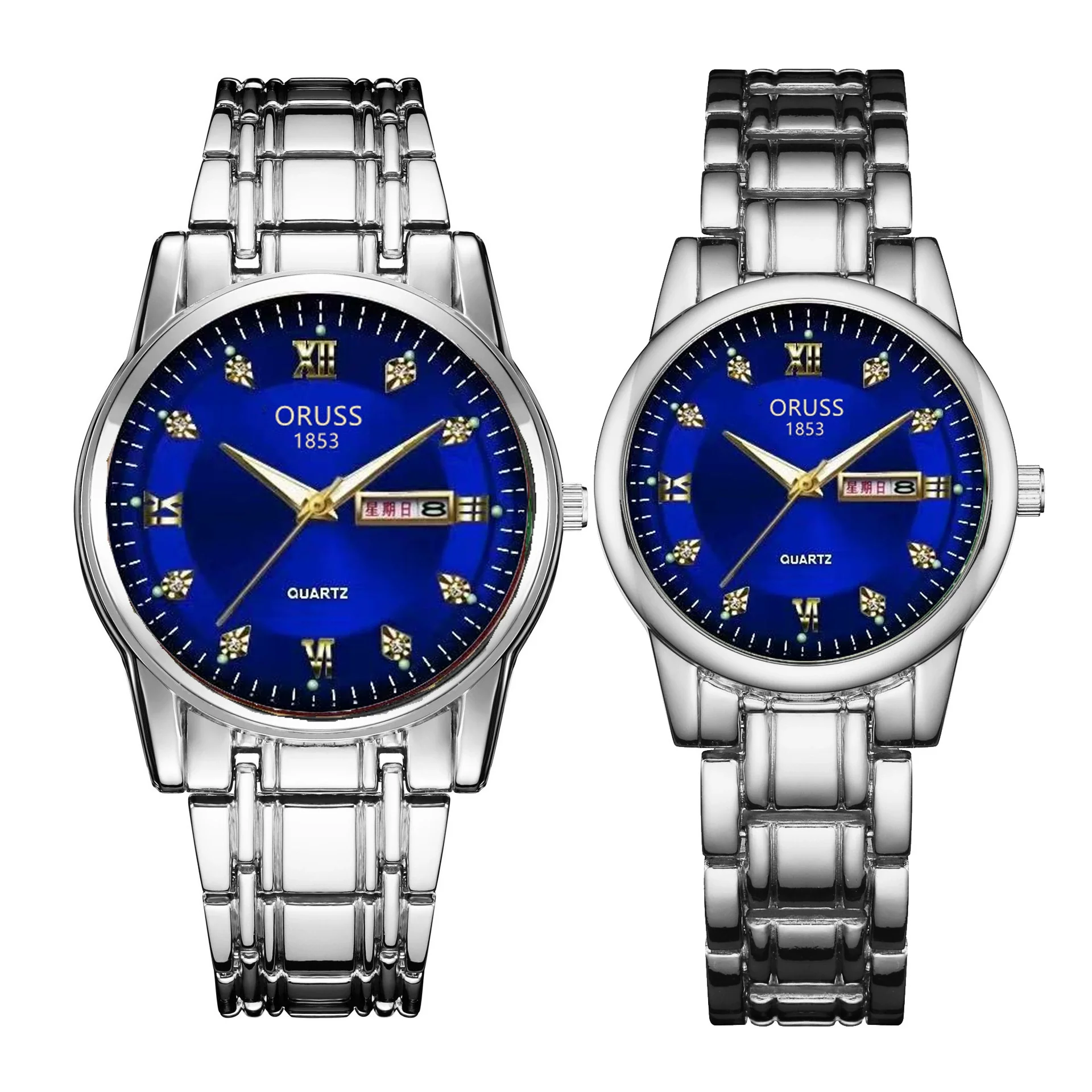 Watch Metal Round Case Fine Steel Strap Stainless Steel Buckle Simple Style Waterproof Luminous Calendar Quartz Couple's - Image 14
