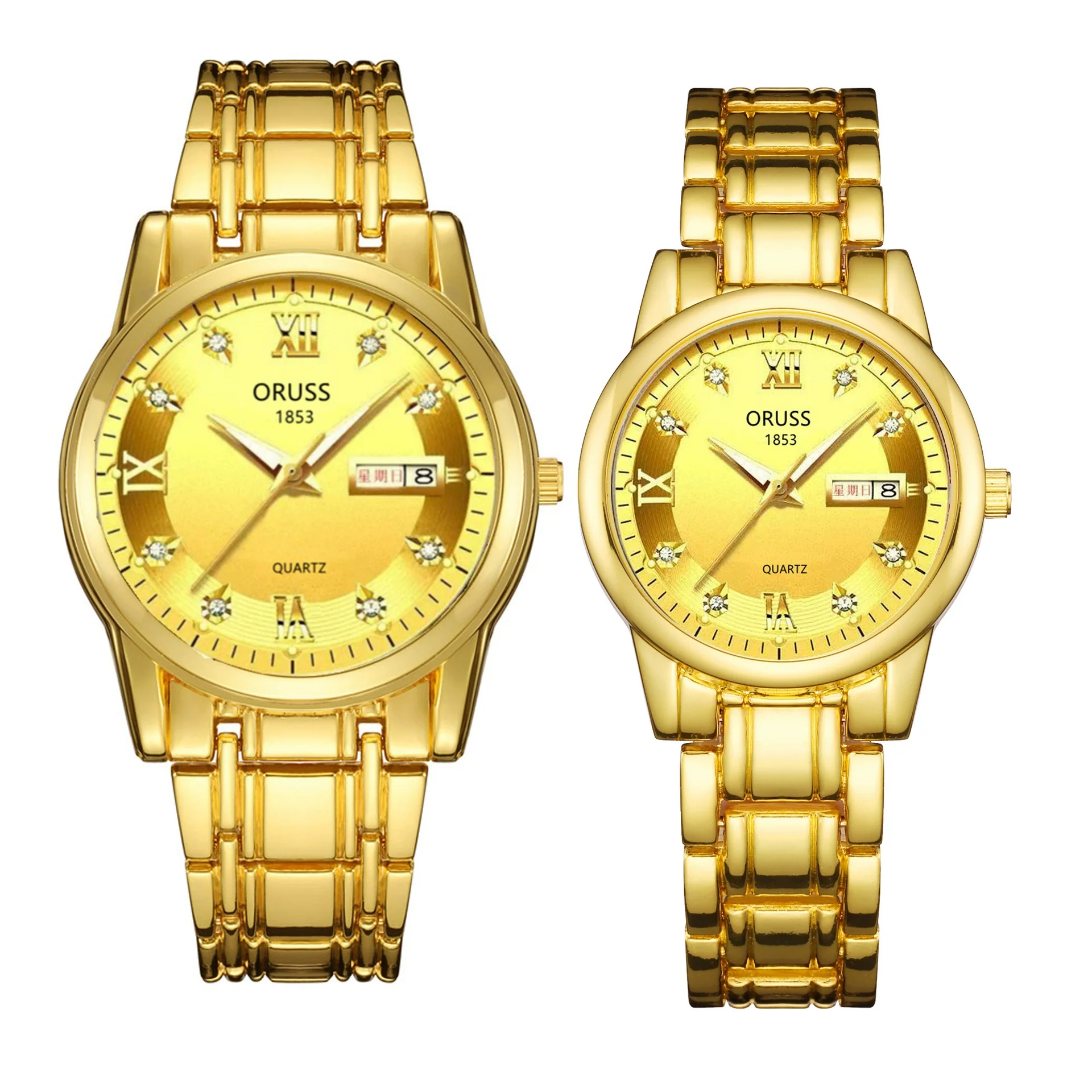 Watch Metal Round Case Fine Steel Strap Stainless Steel Buckle Simple Style Waterproof Luminous Calendar Quartz Couple's - Image 6