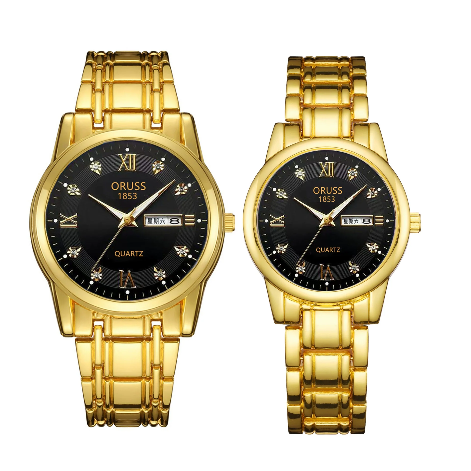 Watch Metal Round Case Fine Steel Strap Stainless Steel Buckle Simple Style Waterproof Luminous Calendar Quartz Couple's - Image 8