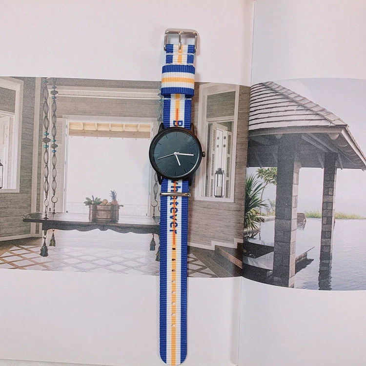 Watch Nylon Canvas Band Stainless Steel Clasp Alloy Case Round Dial Leisure Style - Image 7