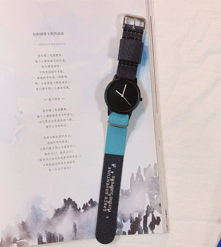 Watch Nylon Canvas Band Stainless Steel Clasp Alloy Case Round Dial Leisure Style - Image 9