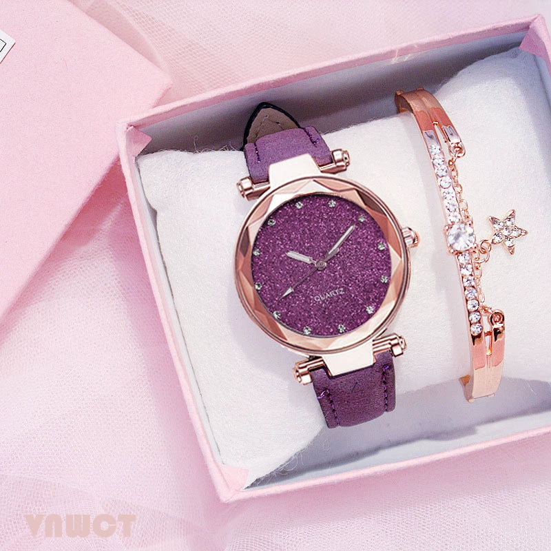 Watch Silver Pink Rhinestone Round Dial Plastic Case Imitation Leather Strap Women's Casual - Image 20