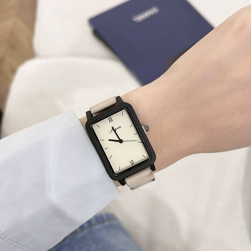 Watch Square Pu Strap Alloy Case Ordinary Glass Mirror Leisure Style For Women And Middle School Students - Image 6