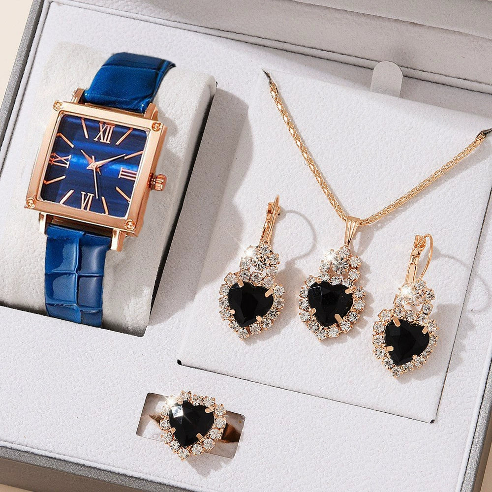 Watch Square Slub Pattern Women's Plastic Case Imitation Leather Strap Stainless Steel Buckle Quartz Watch - Image 20