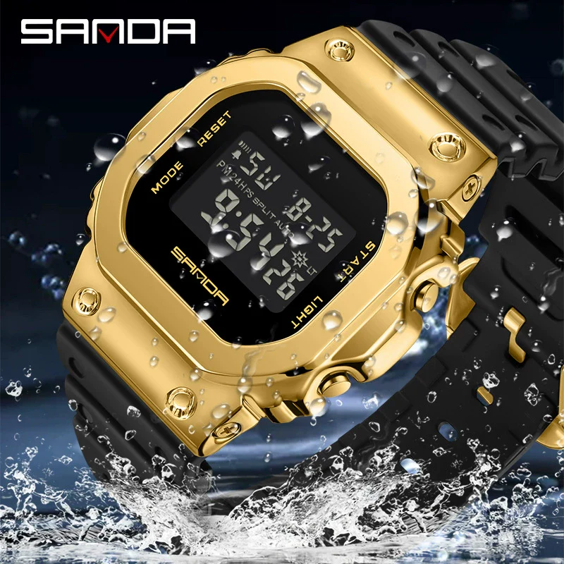 Watch Zinc Alloy Square Tpu Mineral Strengthened Mirror Waterproof Fashionable Digital Movement