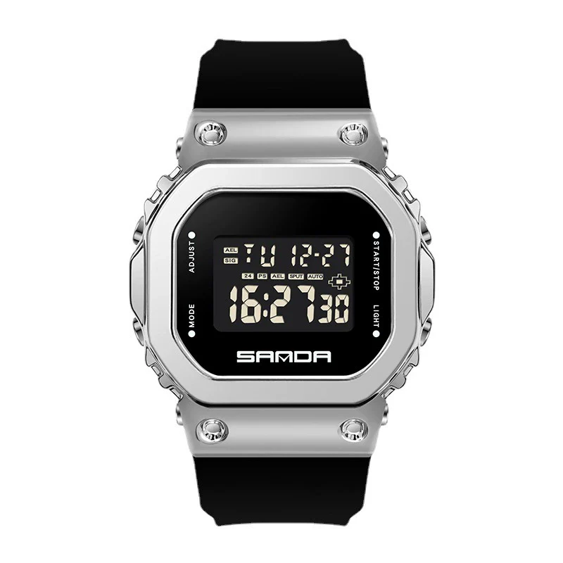 Watch Zinc Alloy Square Tpu Mineral Strengthened Mirror Waterproof Fashionable Digital Movement - Image 3