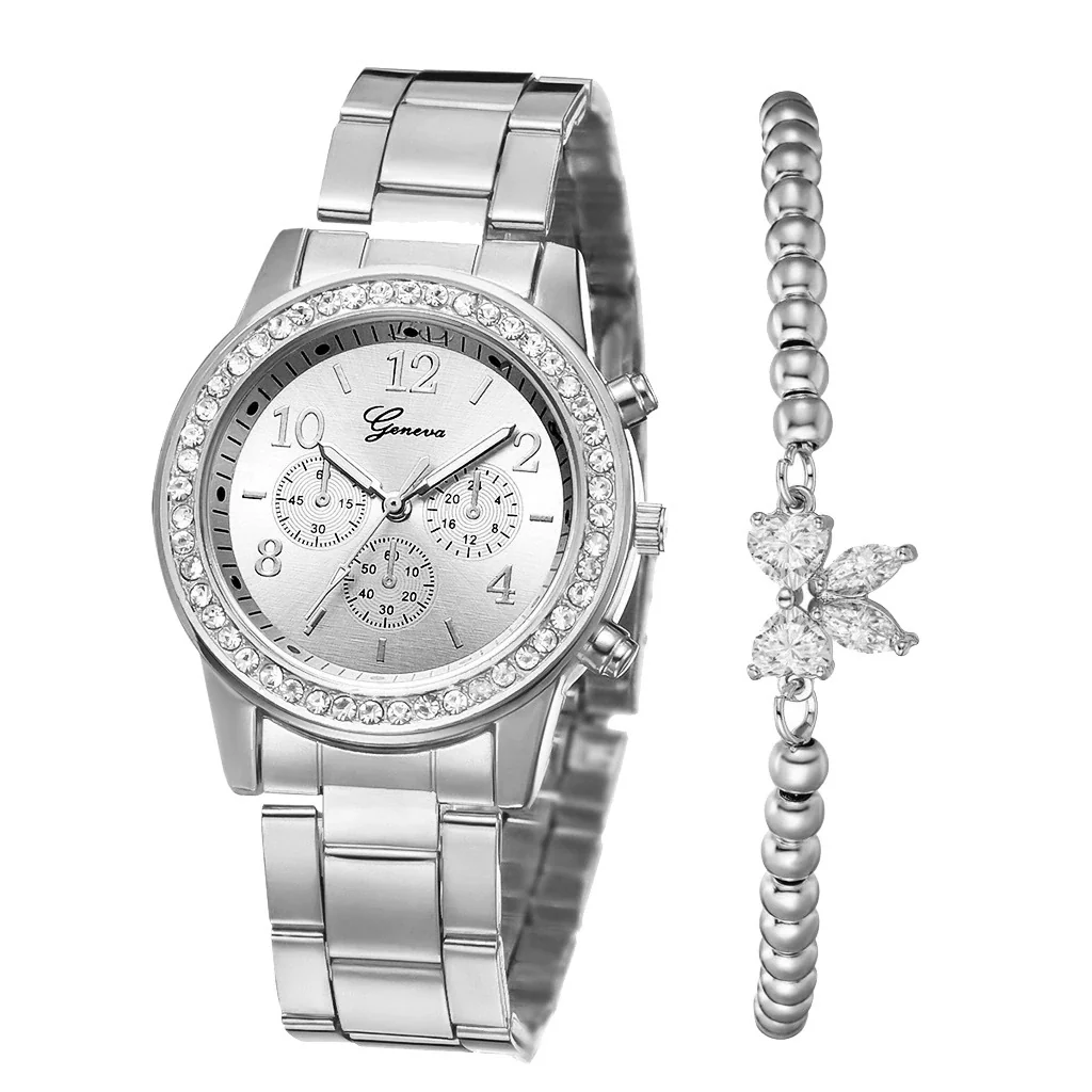 Watches Alloy Strap Sports Style Spiral Crown Horseshoe Buckle Printed Logo Ordinary Glass Mirror - Image 10