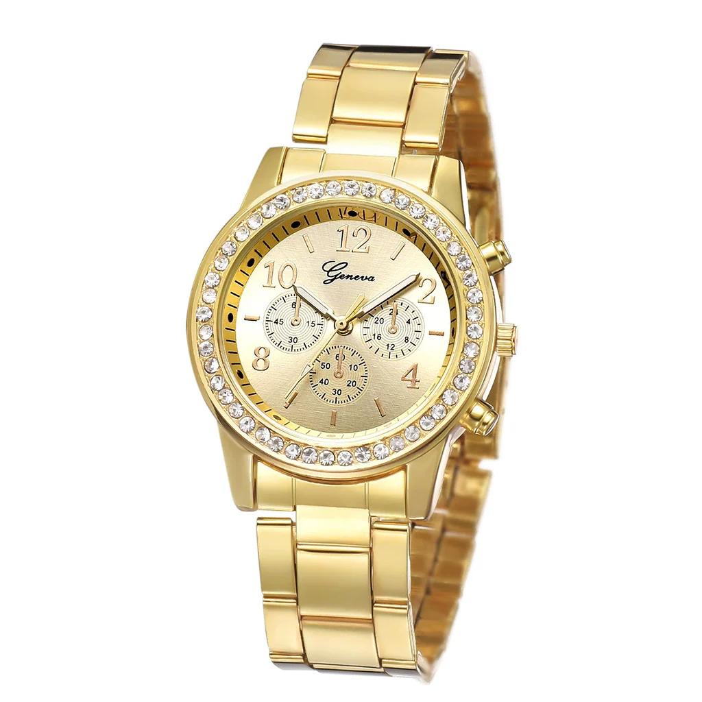 Watches Alloy Strap Sports Style Spiral Crown Horseshoe Buckle Printed Logo Ordinary Glass Mirror - Image 6