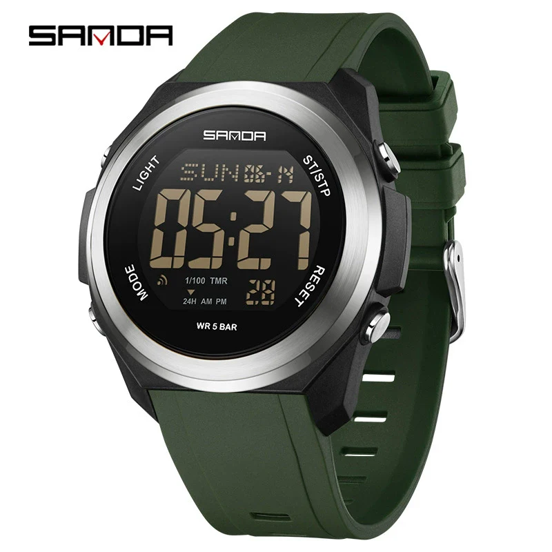Watches Multifunction Alarm Clock Colorful Lights Optoelectronic Waterproof Sports Student Tpu Strap Acrylic Mirror Steel Ringabs Case - Image 4
