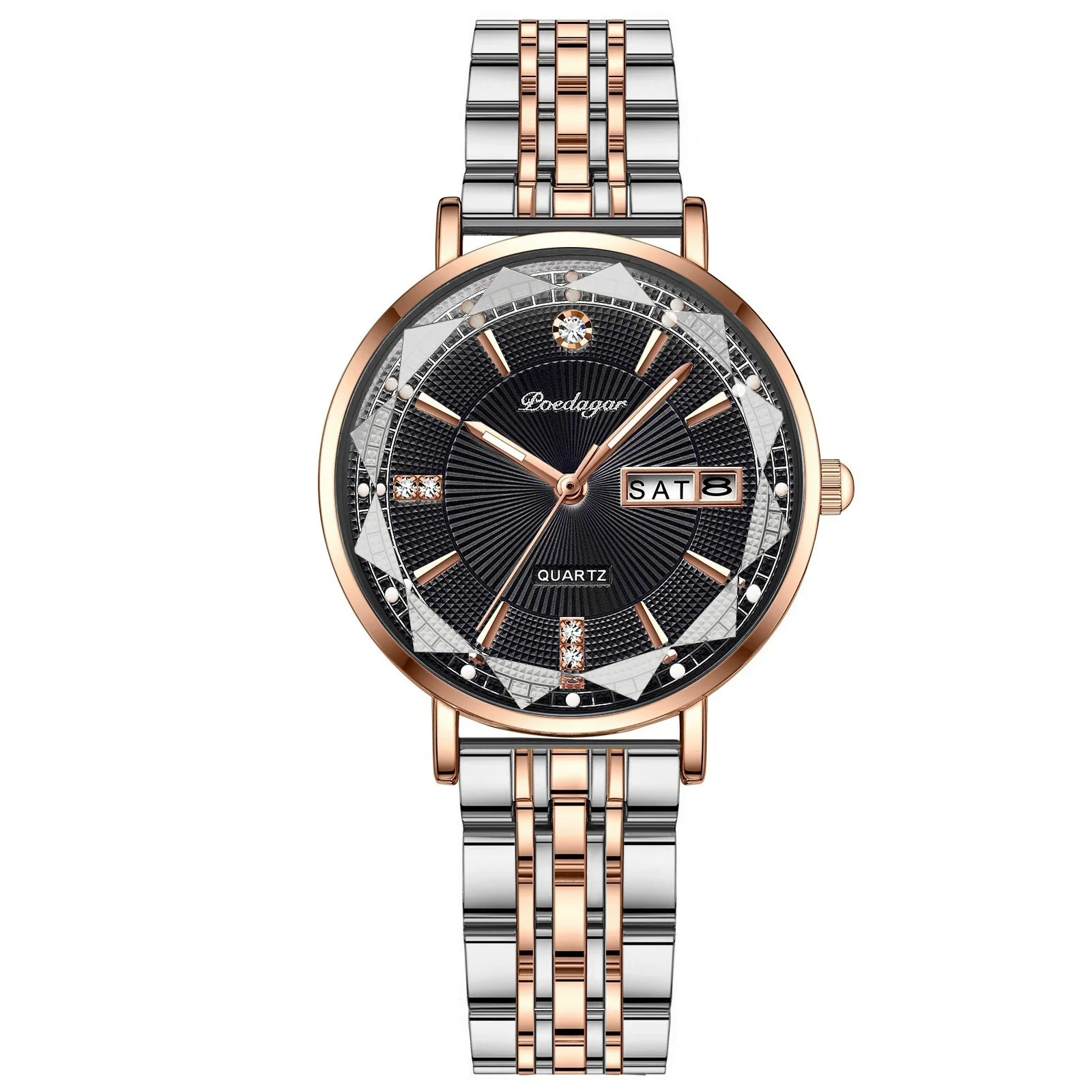 Waterproof Luminous Women's Alloy And Stainless Steel Casual Quartz Watch With Dual Calendar And Round Dial - Image 7