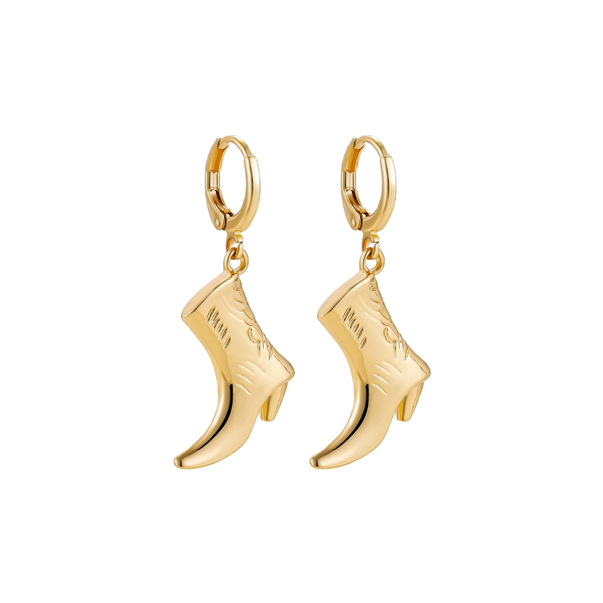 Western Denim Style Copper Geometric Earrings Goldplated - Image 5